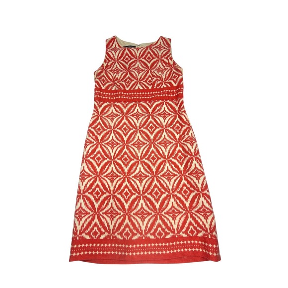 Jones New York Dresses & Skirts - Jones New York Cotton Sheath Dress Ikat Print Orange Cream 4P Summer‎ Event Work